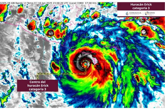 “Peligroso Huracán Erick” evoluciona a categoría 3, tocaría tierra como nivel 4