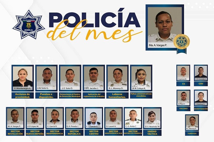 Policía del Mes: reconoce a los oficiales de Policía Morelia más destacados durante julio