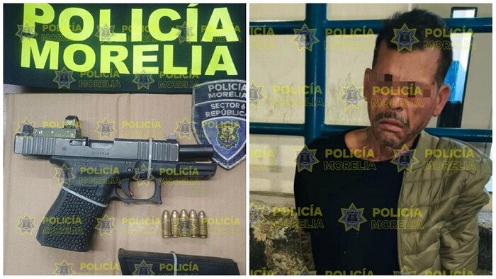 Policía Morelia detiene a delincuente por robo con violencia y aseguran arma de fuego