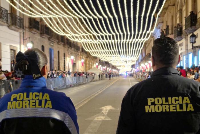 Policía Morelia refuerza presencia permanente para cuidar a las familias durante las fiestas decembrinas