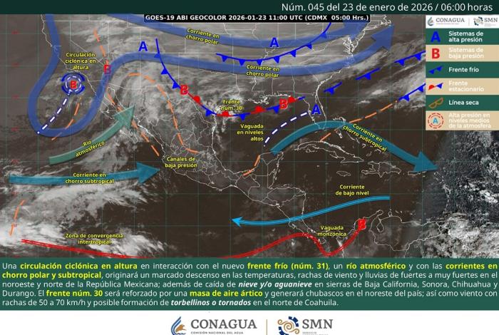 Por temporal invernal severo en el norte, noreste y centro del país, CNPC llama a extremar precauciones.