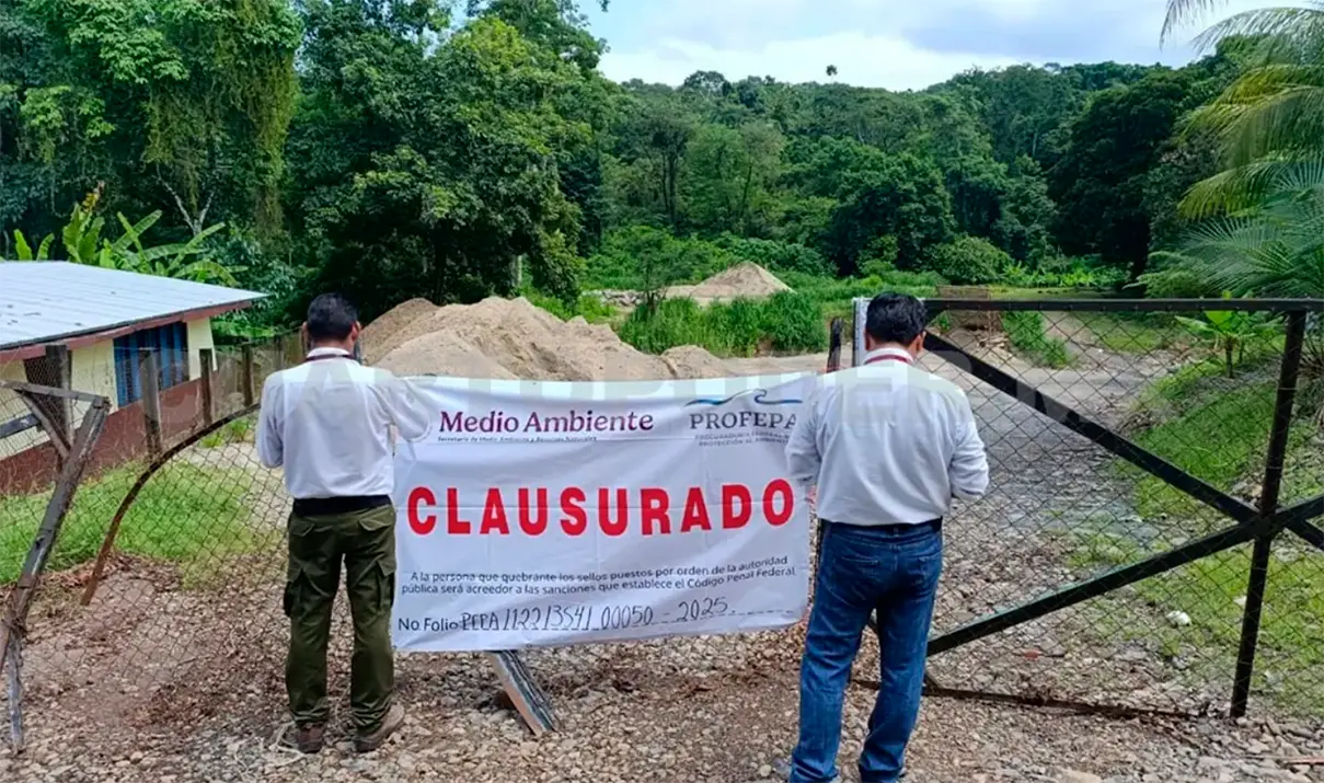 Profepa detiene extracción ilegal de materiales en el río Chamulapa, Chiapas