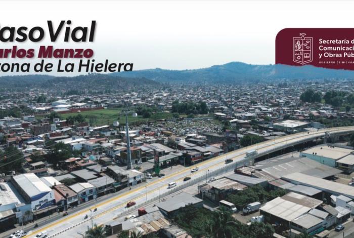 Próximo sábado se inaugurará paso vial Carlos Manzo en la zona de La Hielera de Uruapan