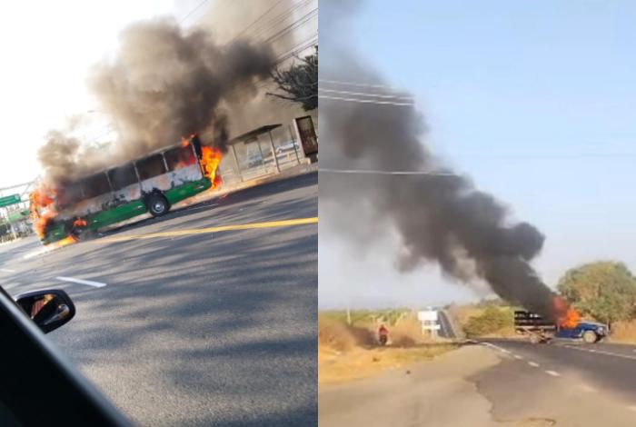 Reportan bloqueos y quema de vehículos en varios puntos de Tierra Caliente, Jalisco y Colima