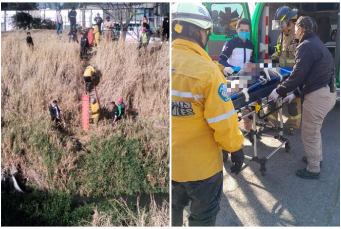 Rescatan a hombre de 52 años atrapado en río de aguas negras en Morelia