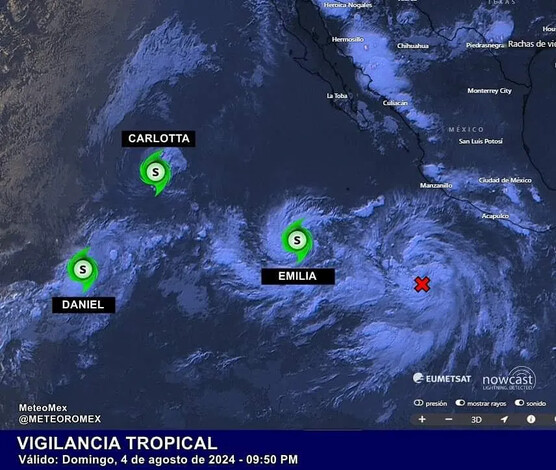 Se forma en el Pacífico la tormenta tropical “Emilia”