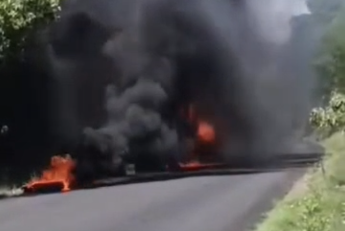 Se incendia camión de transporte en carretera de Tiquicheo
