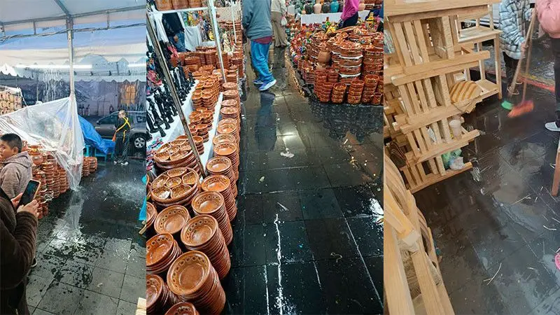 Se inunda Tianguis Artesanal de Domingo de Ramos en Uruapan, Michoacán por falta de prevención del gobierno municipal