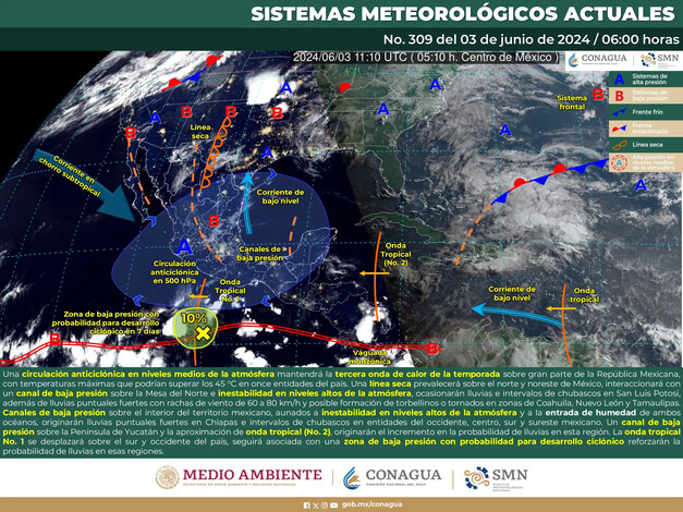 Se prevén lluvias fuertes en el noreste y sureste de México