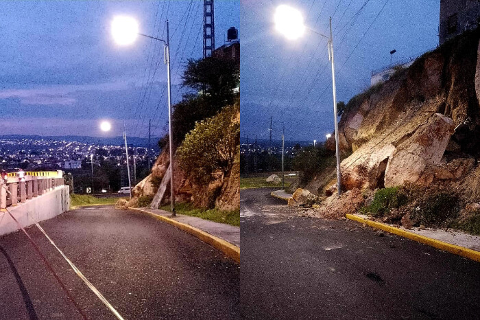 Se viene abajo un talud en la avenida Guadalupe Victoria y el Libramiento de Morelia