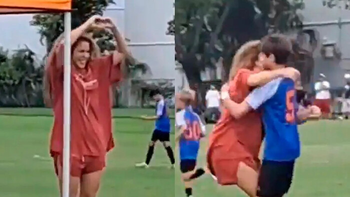 Shakira emocionada casi entra al campo celebrando gol de su hijo Milán