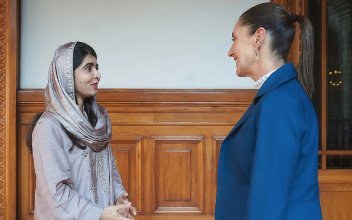 Sheinbaum recibe a ganadora de Nobel de la Paz en Palacio Nacional