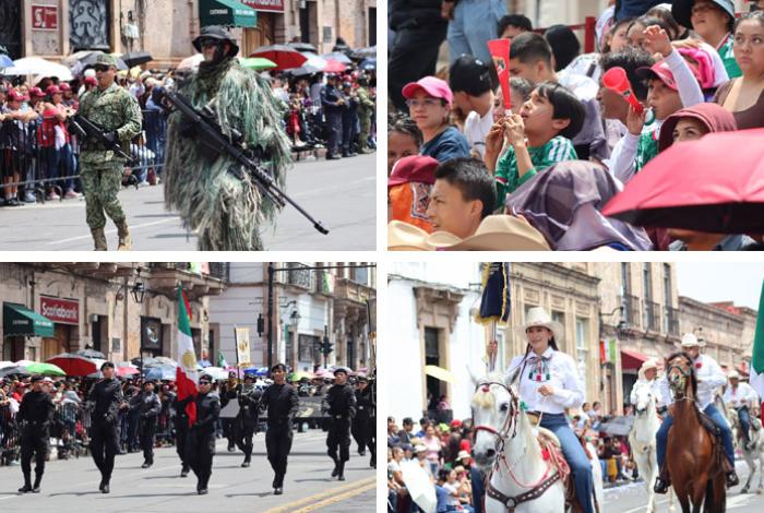 “Sin novedad”: En Morelia, el desfile cívico-militar suma 7 mil 718 participantes