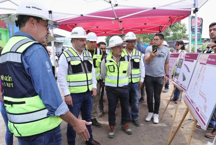 Supervisa Bedolla paso superior vehicular La Hielera en Uruapan; registra avance del 55 %