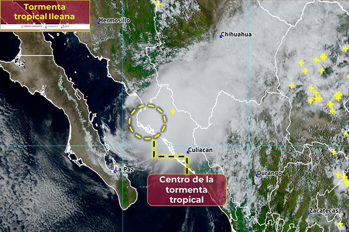 Tormenta tropical Ileana toca tierra en Ahome, en Sinaloa