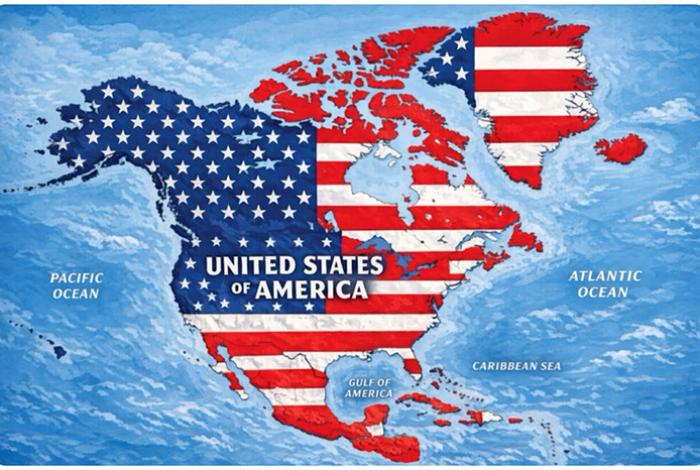 Trump publica un mapa en el que la bandera estadounidense cubre México, el Caribe y Canadá
