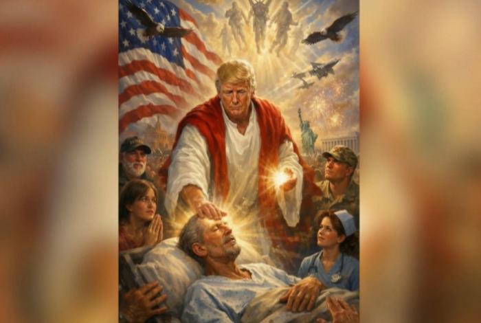 Trump publica una imagen en la que se convierte en un aparente Jesucristo sanador