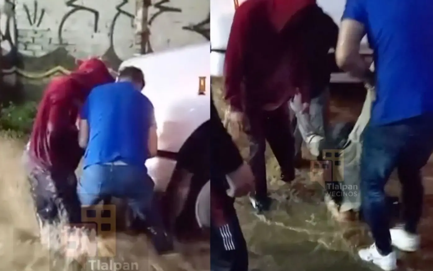 Vecinos salvan a mujer arrastrada por lluvia en Tlalpan