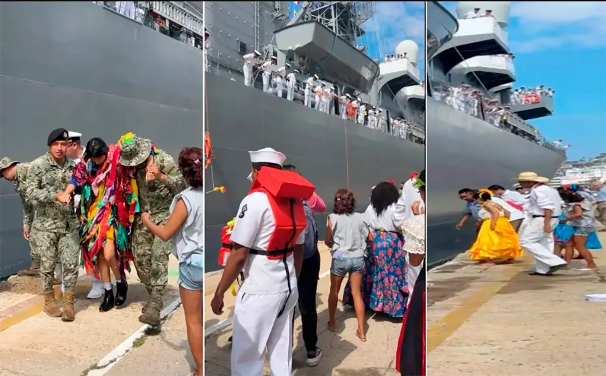 #Video: Bailarina cae al mar durante ceremonia naval en Acapulco