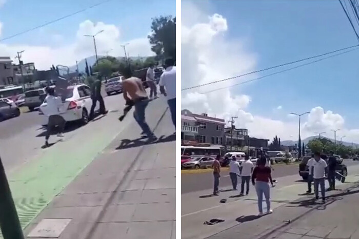 VIDEO | Con sillas y palos transportistas protagonizan trifulca en Morelia