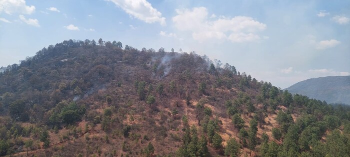 #Video | Helicóptero con helibalde combate incendio forestal en Zinapécuaro