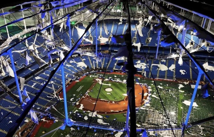 #Video | Huracán Milton destruye techo del estadio Tropicana Field; iba a fungir como refugio