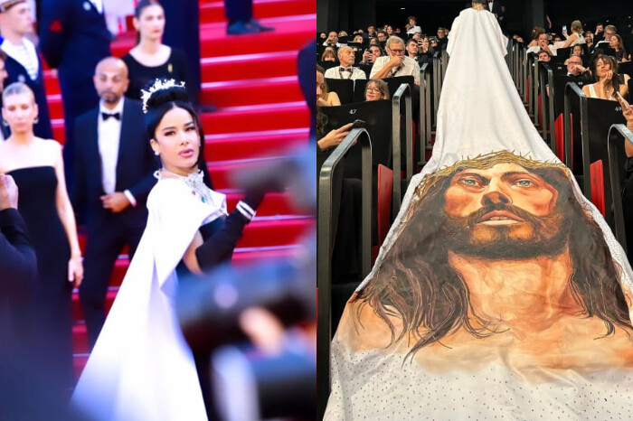 Video | La actriz Melissa Taveras luce vestido con la imagen de Jesús y es agredida por la seguridad del Festival