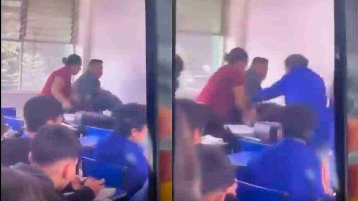 #Video: Padres golpean a maestra por reprobar a su hijo en prepa