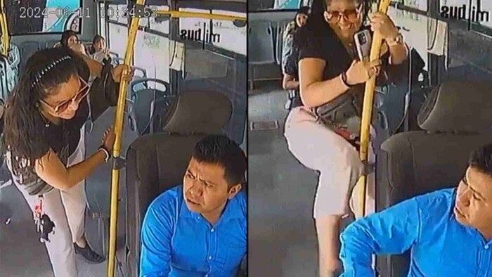 Video: Pasajera agrede a patadas a chófer de transporte público