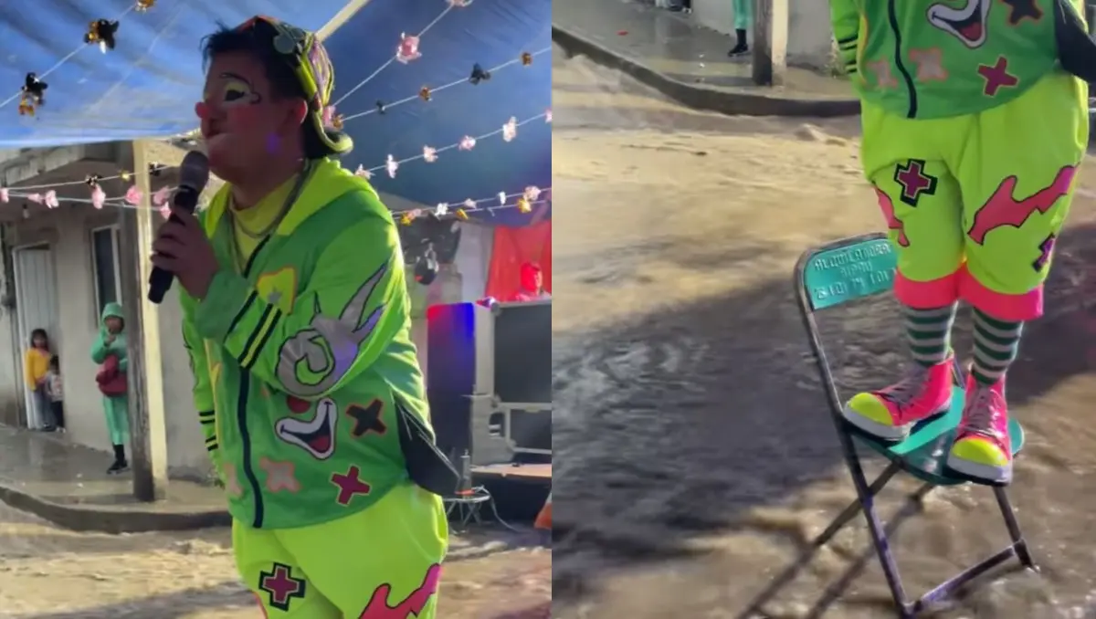 #Video: Payaso presenta su show infantil a pesar de las inundaciones