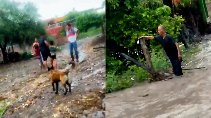 #Videos | Hombre salva dos hermanitos arrastrados por la creciente ocasionada por la lluvia en Buenavista